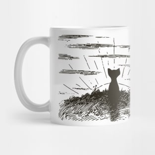 Cat Watching Sunrise Mug